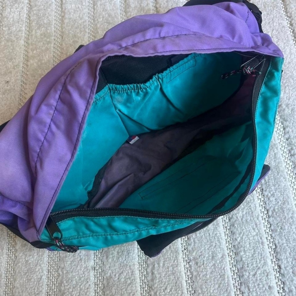 VTG 90s Earthsports Colorblock purple teal crossbody bag USA Made sportswear - Picture 3 of 8